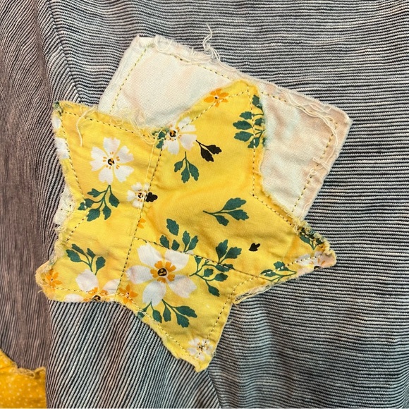 Upcycled Patchwork Star Print Distressed Cotton Stretch Tunic Top - Picture 12 of 14